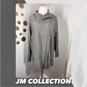 EUC JM Collection Faux Wrap Cowl Neck Sweater